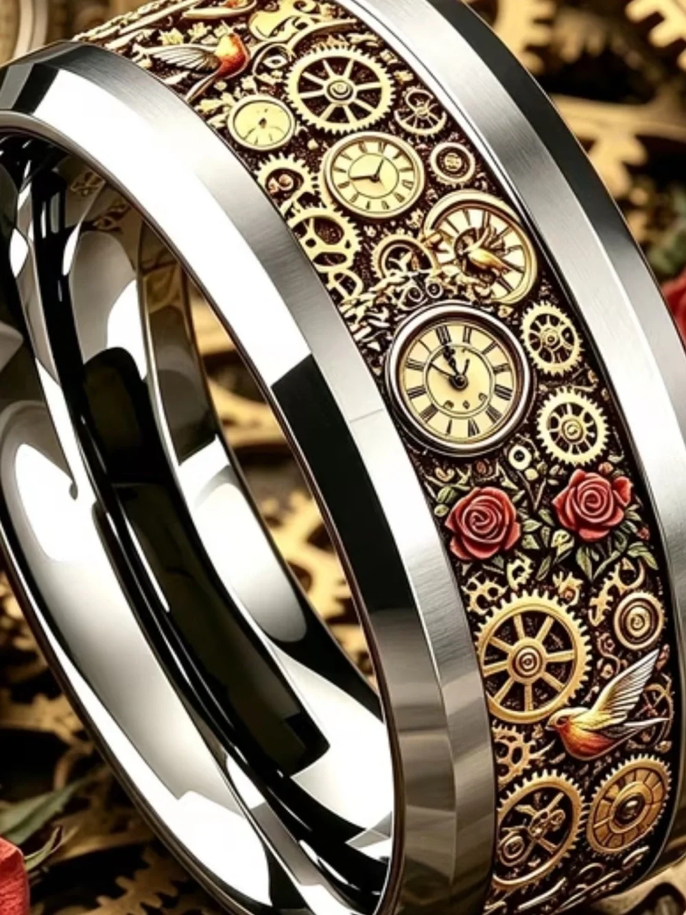 NEW Mens Womens STEAMPUNK GEAR CLOCK Ring Sz 11